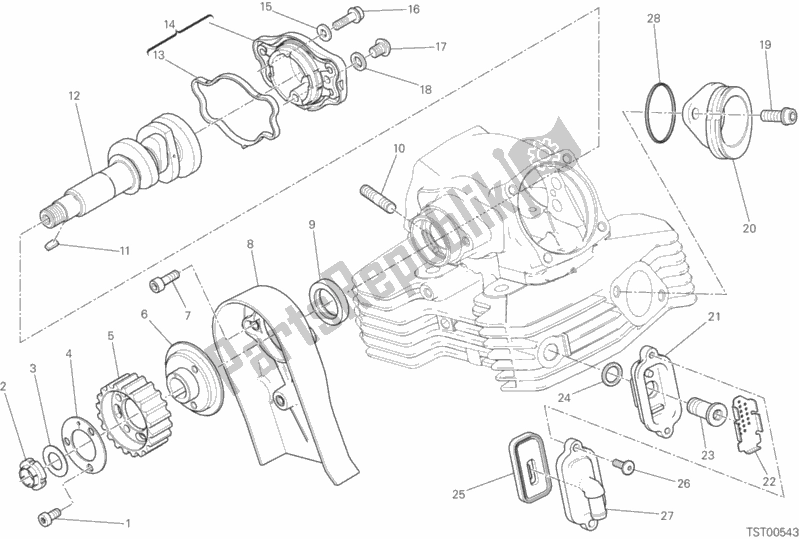 Alle onderdelen voor de Verticale Cilinderkop - Timing van de Ducati Scrambler Flat Track Thailand 803 2018